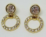 SWAROVSKI Door Knocker Earrings Crystal Gold Tone Round Swan Mark Signed - $49.99