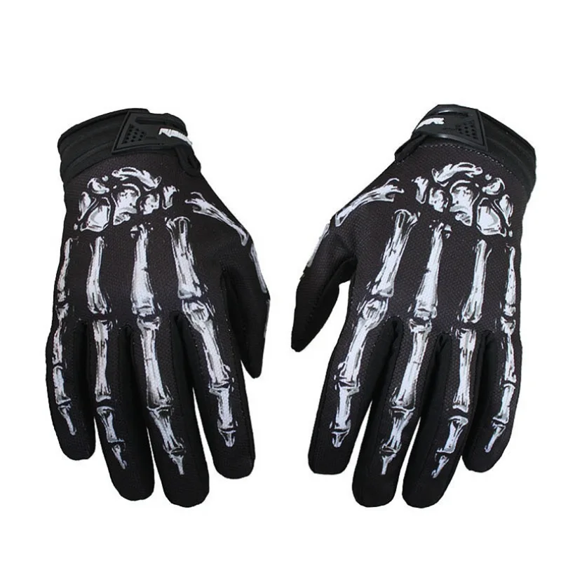 Novely Outdoors Men&#39;s Cycling Gloves  Bike Motorcycle  Bone Skeleton Goth Full F - £84.94 GBP