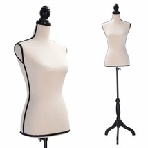 Female Mannequin Torso Dress Clothing Form Display w/Tripod Stand Beige New - $81.99