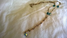 28&quot; Decorative Brass Necklace with Green Jewels N-501 - $8.00