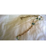 28&quot; Decorative Brass Necklace with Green Jewels N-501 - £6.05 GBP