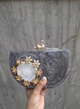 Charcoal agate stone Resin clutch,designer clutch,luxury bag,evening clutch,gift - £5,413.23 GBP