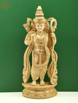 23&quot; Shri Ram Chandra Ji Cedar Wood Sculpture | Handmade | Home Decor - £1,115.72 GBP