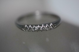 Vintage Platinum Wedding Band Diamond Stackable Ring Size 6.75 - £483.41 GBP