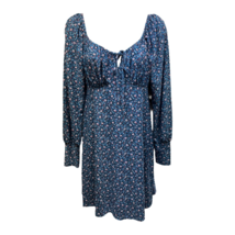 Lily Rose Womens Babydoll Dress Blue Floral Keyhole Scoop Neck Long Sleeve S New - £18.96 GBP