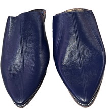 Traditional Moroccan Leather royal blue Slippers for Men&#39;s, royal blue babouche - £44.86 GBP
