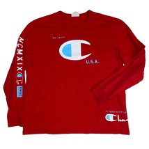 Vintage Champion Mens Long Sleeve Brand ID Logo Printed T-shirt, Size XL - £19.63 GBP