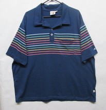 Vtg 80s Hobie Surf Striped Rainbow Thin Polo Shirt Made in USA SZ 2X XXL... - £28.75 GBP