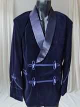 Velvet Smoking Jacket | Satin Collar Formal Dinner Coat - $130.00