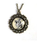 Alice in Wonderland Inspired White Rabbit Pendant Necklace on Chain, Nic... - $137.82 MXN