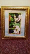 photo &quot;cat hiding in flowers&quot; 8x10 in golden color frame - £7.19 GBP