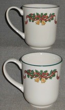 Set (2) Johnson Brothers Victorian Christmas Pattern 10 Oz Handled Mugs England - £31.60 GBP