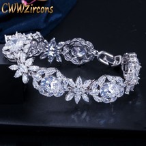 Top Quality White Cubic Zirconia Luxury Flower Leaf Big Wedding Bridal Party Cha - £24.69 GBP
