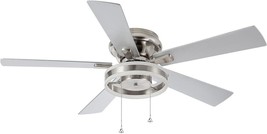 52 Inch Flush Mount Ceiling Fans With LED Light And Reversible Blade - £101.78 GBP