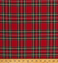Cotton Red Green Plaid House of Wales Plaids Fabric by the Yard D157.46 - £7.95 GBP