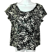 Elementz Black White Abstract Print Stretch Polyester Blend Top Blouse Size L - £10.92 GBP