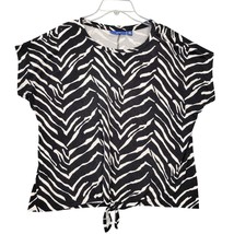 Apt 9 Black White Shirt Stretch Zebra Print Short Sleeves Womens Size M Petite - $6.30