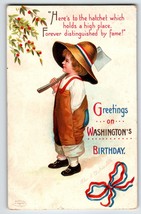 George Washington Birthday Postcard Ellen Clapsaddle Child With Axe 1913... - $14.82