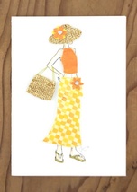 Pastel Orange &amp; Yellow Print Outfit Gal Greeting Card - £5.48 GBP