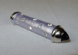 Vintage Brooch Pin ~ Silver Tone &amp; Pale Lavender Crayon w/Rhinestone Studs - $24.45