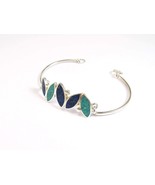 Sterling Silver Bracelet - Blue and Turquoise Inlay Stone - £75.51 GBP