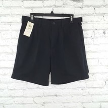 Haggar Clothing Shorts Mens Size 32 Black Pleated 100% Cotton Chino Shorts - £19.56 GBP