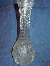 Vintage Leaf Design FTD Tall Clear Glass Bud Vase - £3.13 GBP