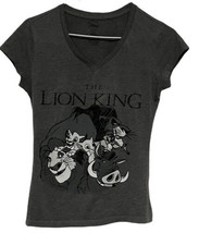 Disney The Lion King Juniors Graphic Tee Shirt Sz Medium 7/9 Gray Vneck Top - £9.33 GBP