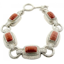 Judith Ripka - Sterling Silver Red Jasper Toggle Link Bracelet - £173.47 GBP