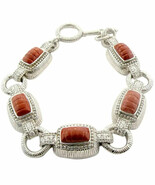 Judith Ripka - Sterling Silver Red Jasper Toggle Link Bracelet - $297.88 CAD