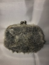 Old Navy Small Faux Rabbit Fur Coin Purse Gray - £7.90 GBP