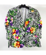 EUC Notations Animal Floral Print Jacket Wms Size Large - $346.74 MXN