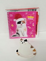 Kitty Tea Bag Holder Ceramic Note Pad and Pen Gift Mom Grandma Aunt Christmas - £13.55 GBP