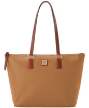 Dooney &amp; Bourke Caramel Brown Pebble Leather Wren Zip Tote Handbag Purse... - $265.32