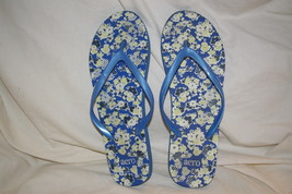 Womens Aeropostale Blue White Floral Flip Flops Sandals Size 10 / 11 Shoes - £8.26 GBP