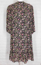 ESQUALO Crepe Floral Print Dress Flounce Hem Black Pink Multi NWT 6 8 12 - $48.00