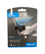 PNY Elite X Type C USB 3.2 Flash Drive 64GB High Speed 200MBps Plug &amp; Play - €15,10 EUR