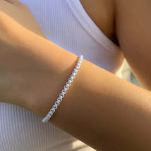 White Enamel &amp; Silver-Plated Chain Bracelet - £10.38 GBP