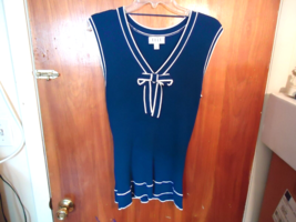 Womens Elle Size L Blue &amp; White Trimmed Sleeveless Top &quot; Beautiful Top &quot; - £14.61 GBP