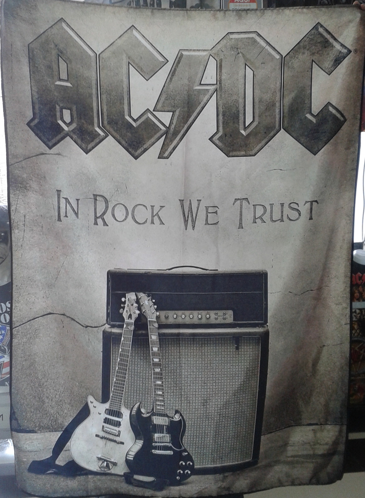 AC/DC In Rock We Trust FLAG CLOTH POSTER BANNER CD Angus Young HEAVY METAL - $20.00
