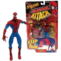 Toy Biz Year 1998 Marvel Comics Spider-Man Sneak Attack Flip &#39;N Trap 6&quot; Tall Fig - £35.30 GBP