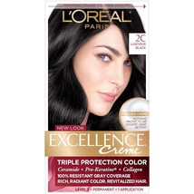 L&#39;Oreal Paris Excellence Creme Permanent Hair Color 2C Luscious Black - £9.52 GBP