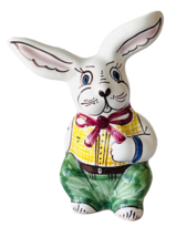 Small Vintage Rabbit Figurine Hand Painted Porcelain Clay Pottery Maybe Italian - $24.18