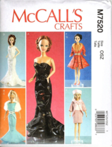 McCall's Crafts M7520 11 ½ inch Fashion Doll Top, Dresses Uncut Pattern - $13.01