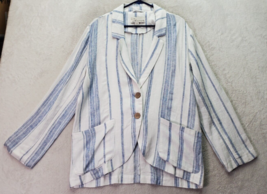 Vintage Havana Blazer Jacket Women Medium Multi Striped Single Breasted ... - $24.89
