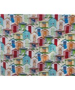 Beach Huts Decor Upholstery 53 wide x 55.5&quot; long In/Out Fabric - $285.11 MXN
