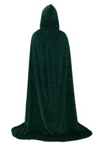 Hooded Cape Role Play Halloween Family Costume Velvet Cloak Dark green 150CM - £26.66 GBP