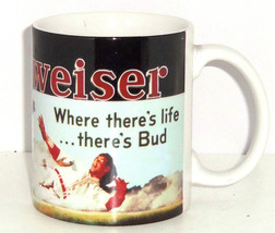 Budweiser Baseball Coffee Mug Cup Where There&#39;s Life There&#39;s Bud Anheuse... - £19.50 GBP