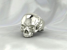 Unique Skull Design Mens Signet Ring, 925 Sterling Silver Handmade Jewelry - £60.31 GBP