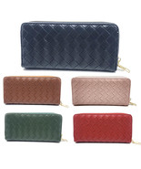 Woven Vegan Leather Zip Around Long Wallet - $34.27 CAD